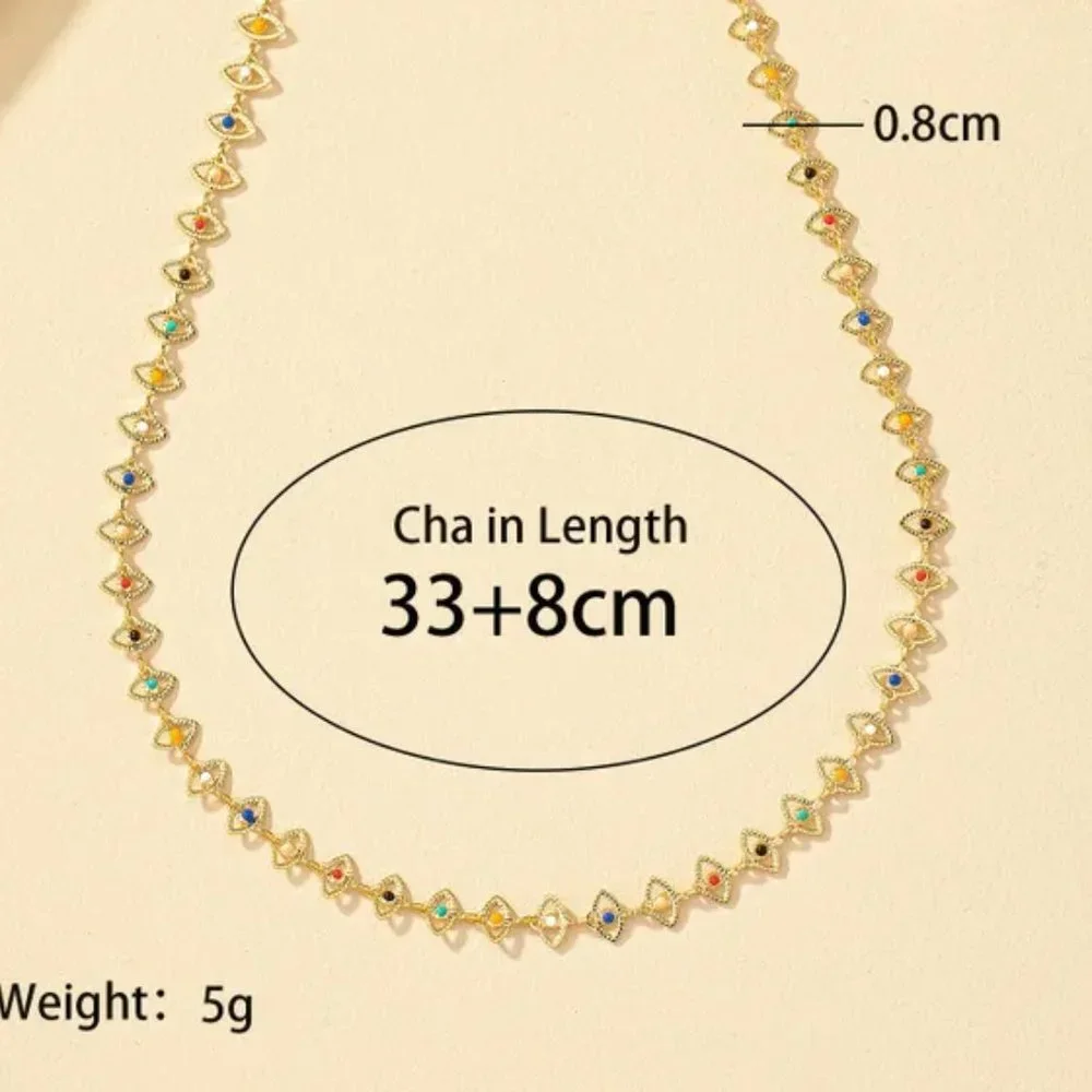 Colorful Gold Evil Eve Adjustable Length Choker Necklace NEW - Picture 6 of 7